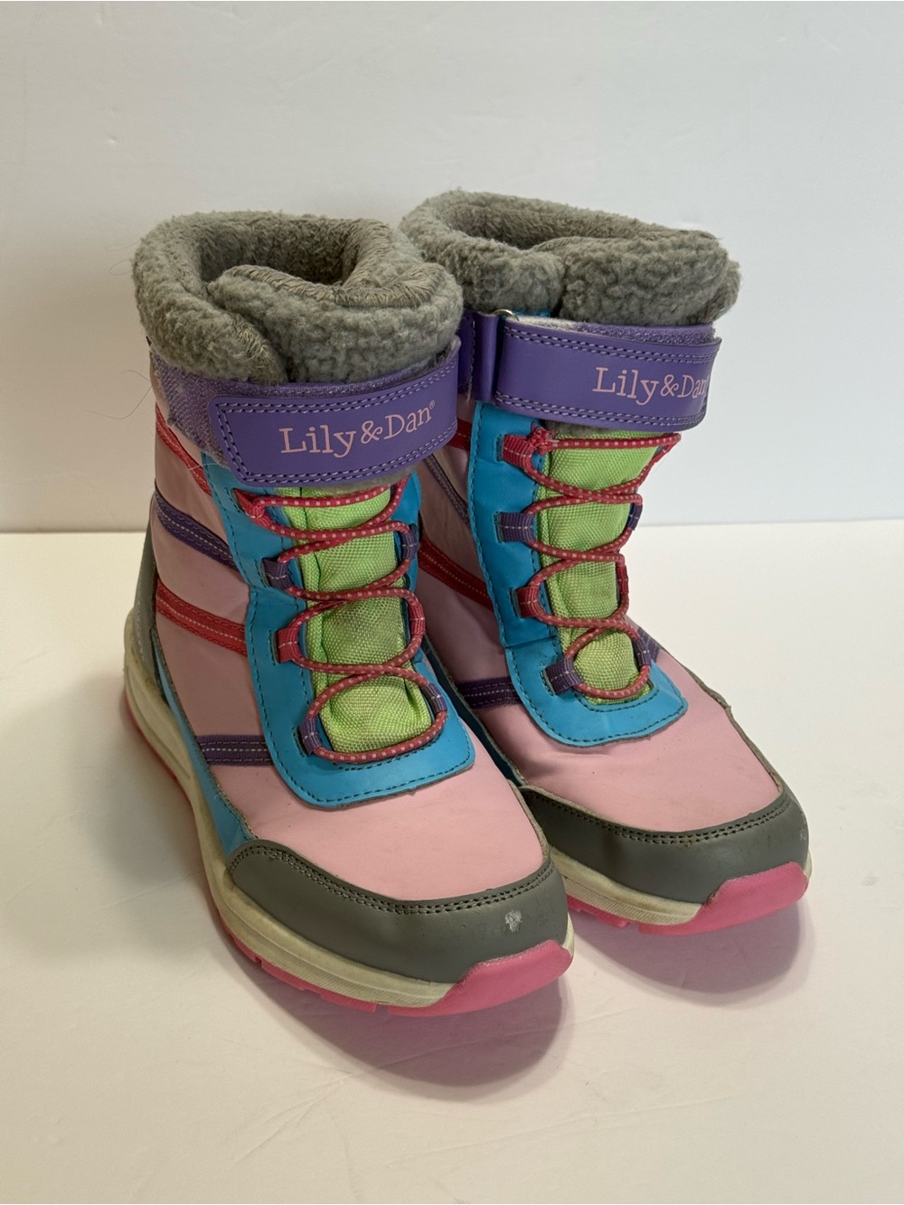 Lily & Dan Kids Pink Colorblock Winter Boots - Girl’s Sz 4